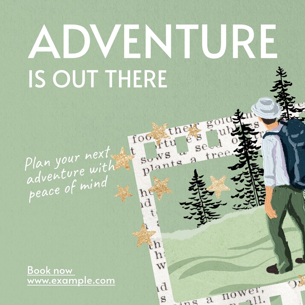 Adventure Facebook post template, editable design