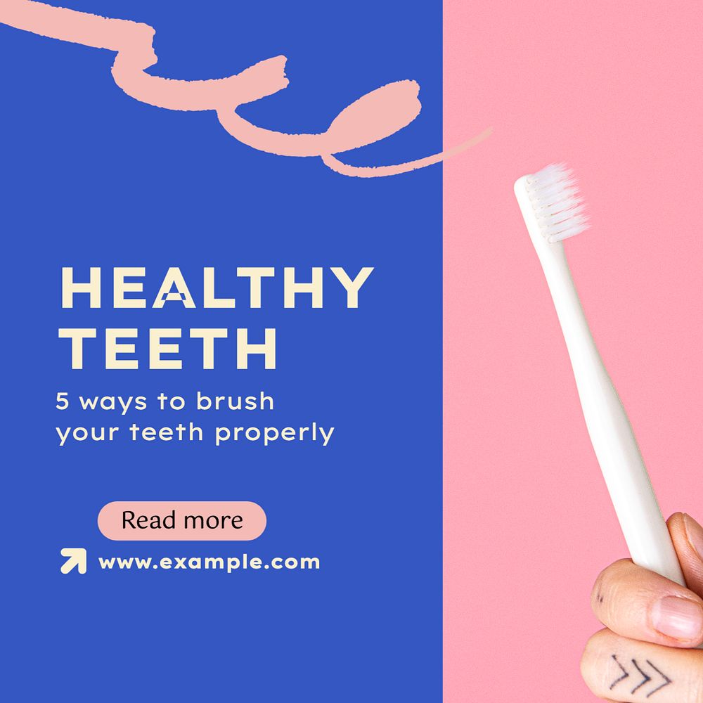 Healthy teeth Instagram post template, editable text