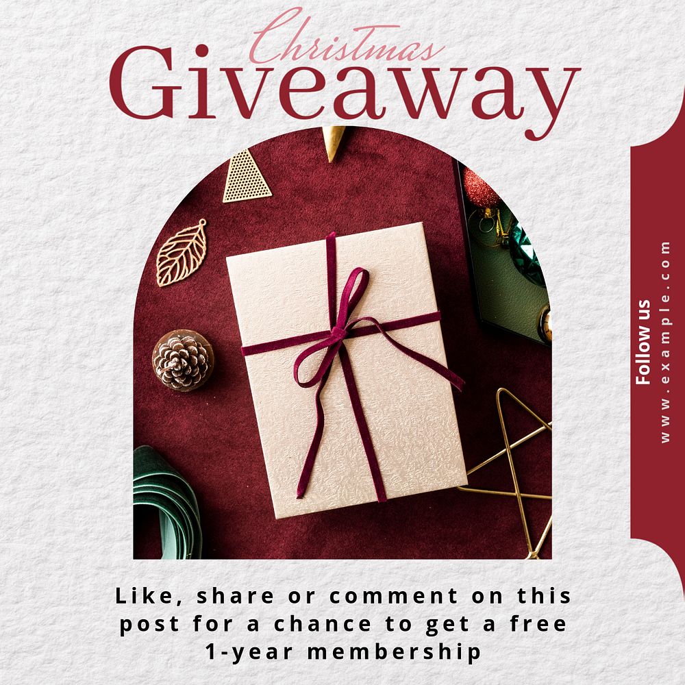 Christmas giveaway post template, editable text for social media