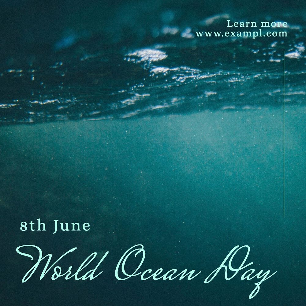 World ocean day Instagram post template, editable text