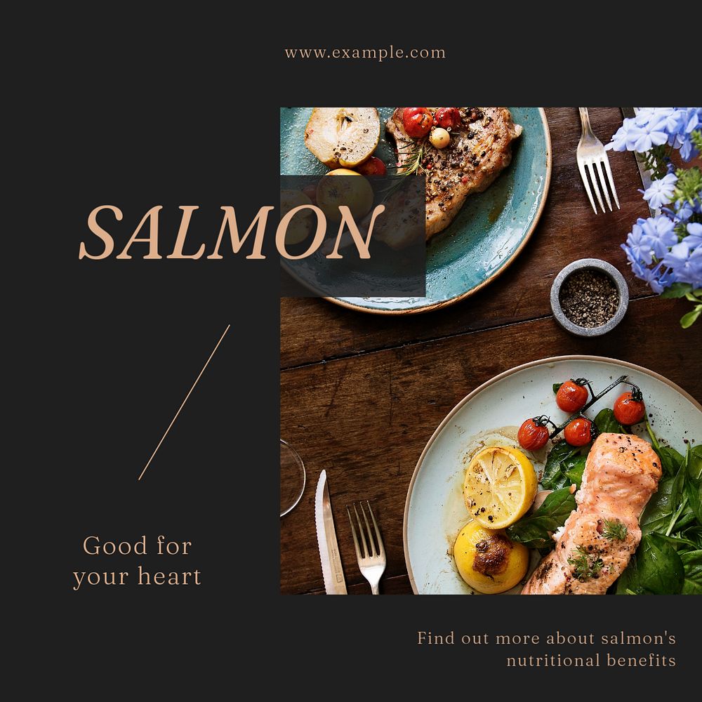 Salmon Instagram post template, editable social media design