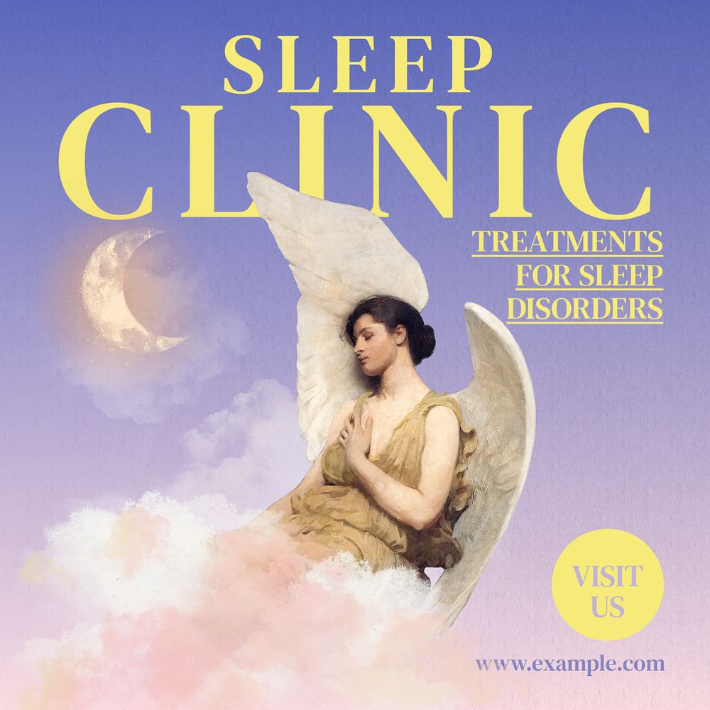 Sleep clinic Instagram post template, editable text