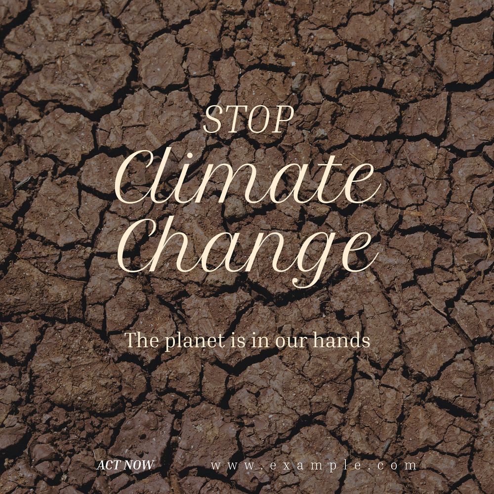 Stop climate change Instagram post template, editable text