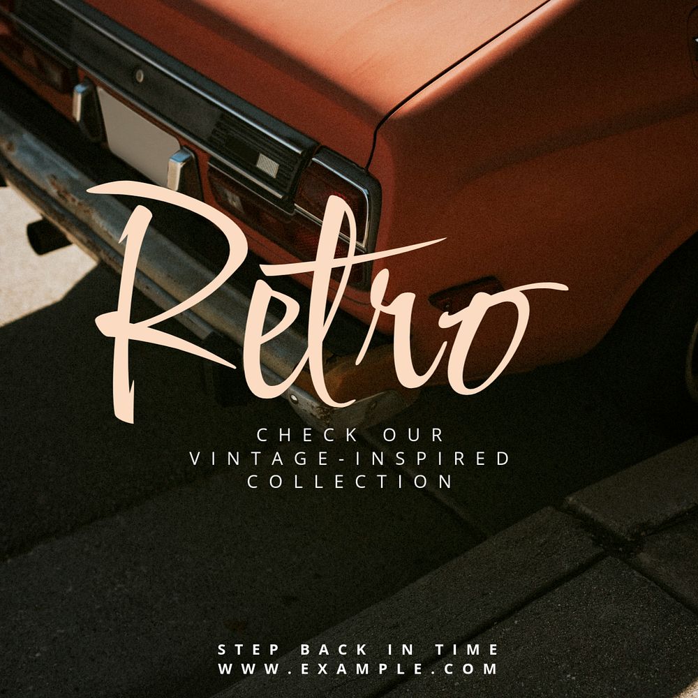 Retro collection Instagram post template, editable text