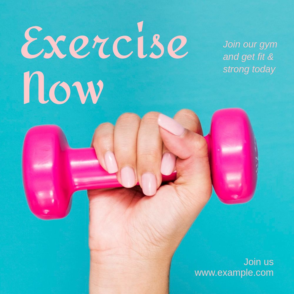 Exercise now Instagram post template, editable text