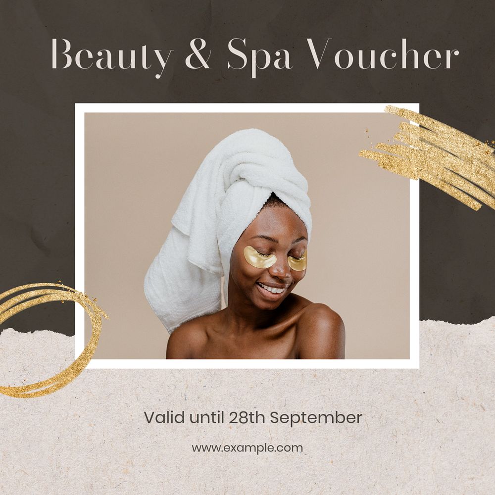 Beauty & spa voucher post template, editable social media design