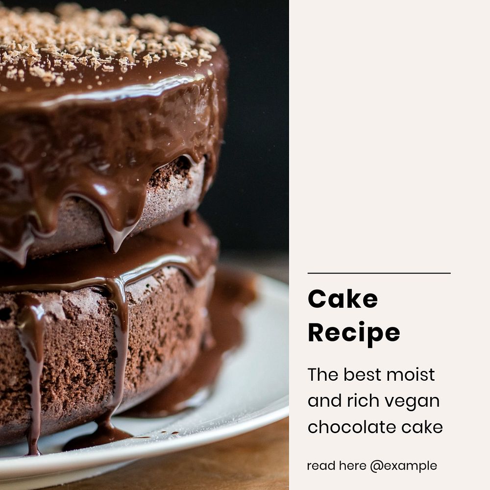 Cake Recipe Instagram post template, editable design