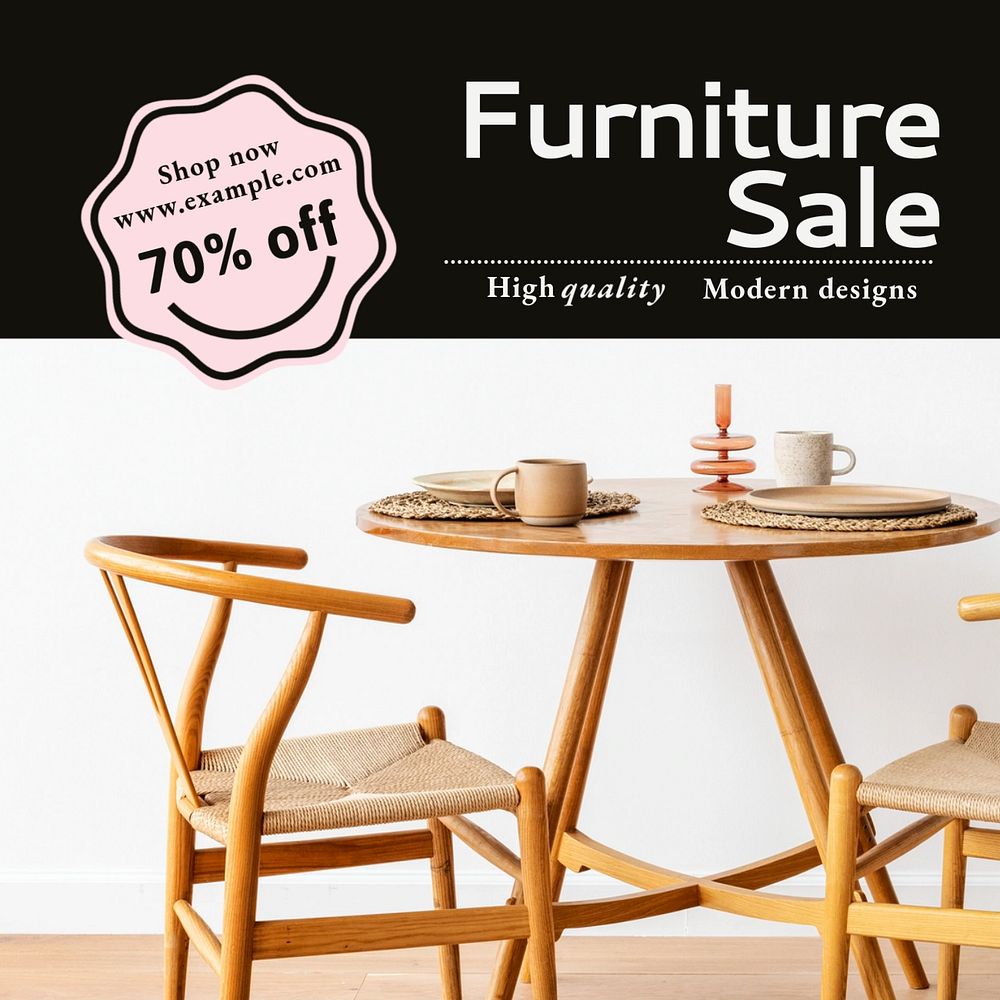 Furniture sale Instagram post template, editable text