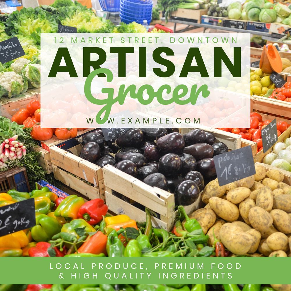 Artisan grocer Instagram post template, editable social media design