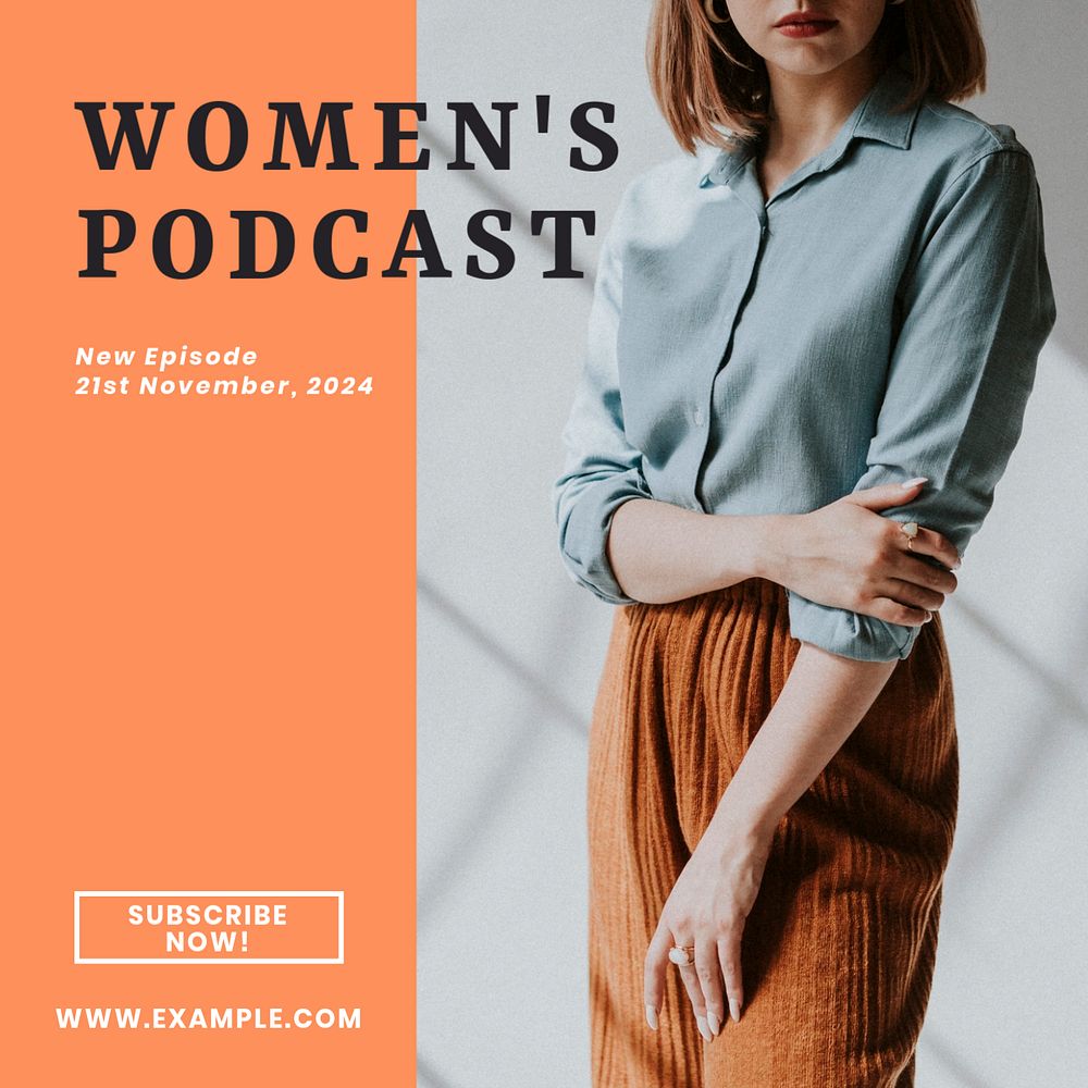 Women's podcast Instagram post template, editable design