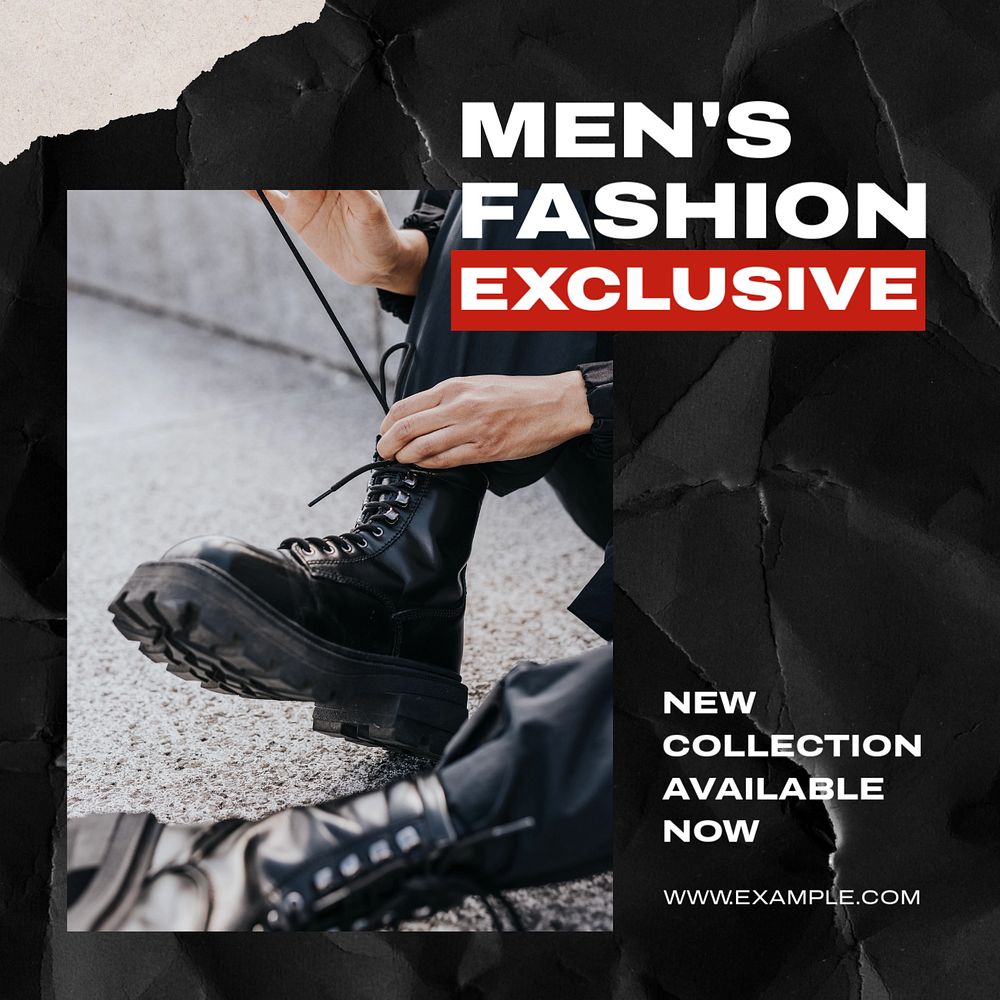 Men's fashion Instagram post template, editable social media ad