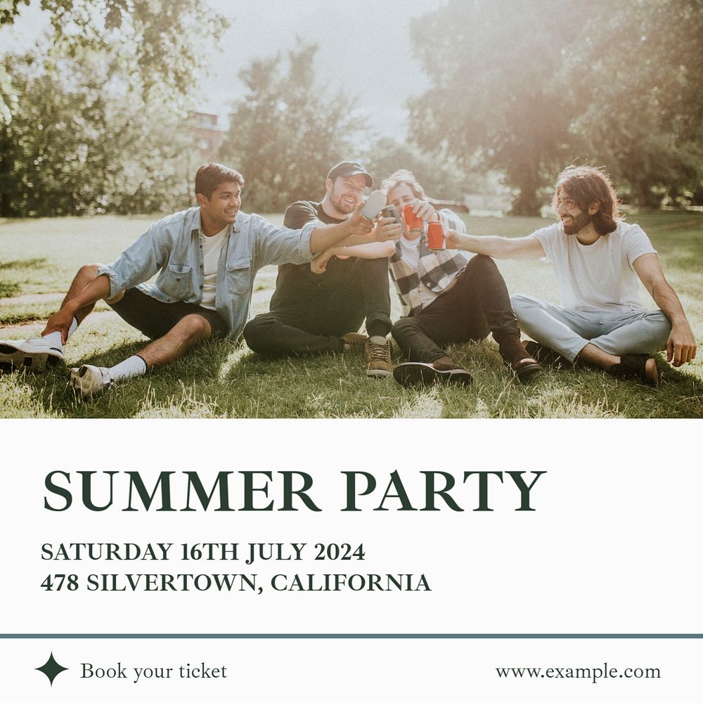 Summer party Instagram post template, editable design