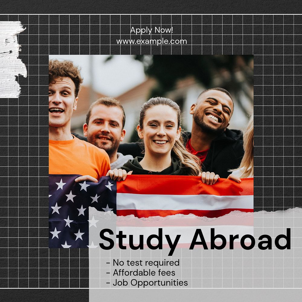 Study abroad Instagram post template, editable social media design