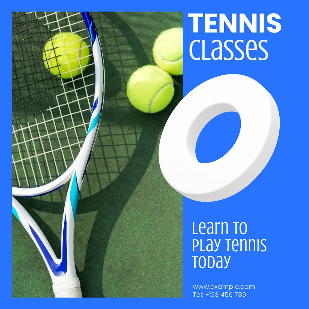 Tennis classes Instagram post template, editable design