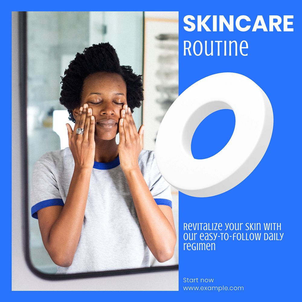 Skincare routine Instagram post template, editable design