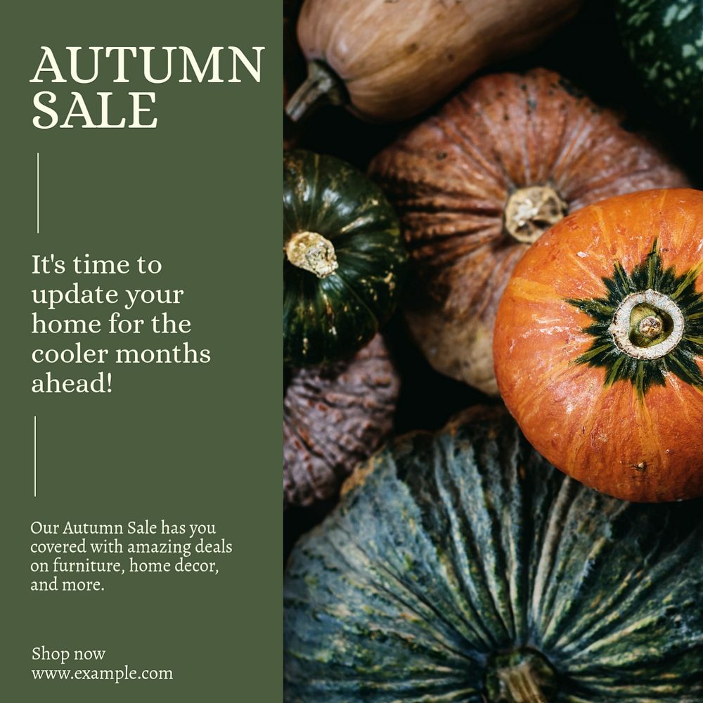 Autumn sale season Instagram post template, editable text