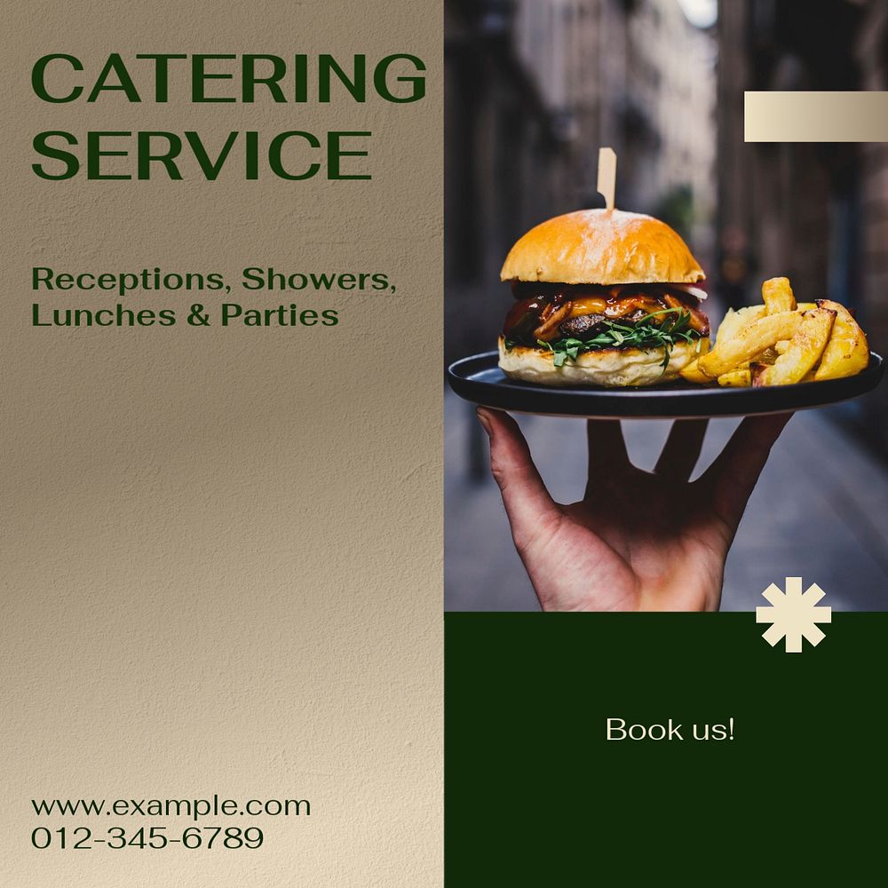 Catering service Instagram post template, editable design