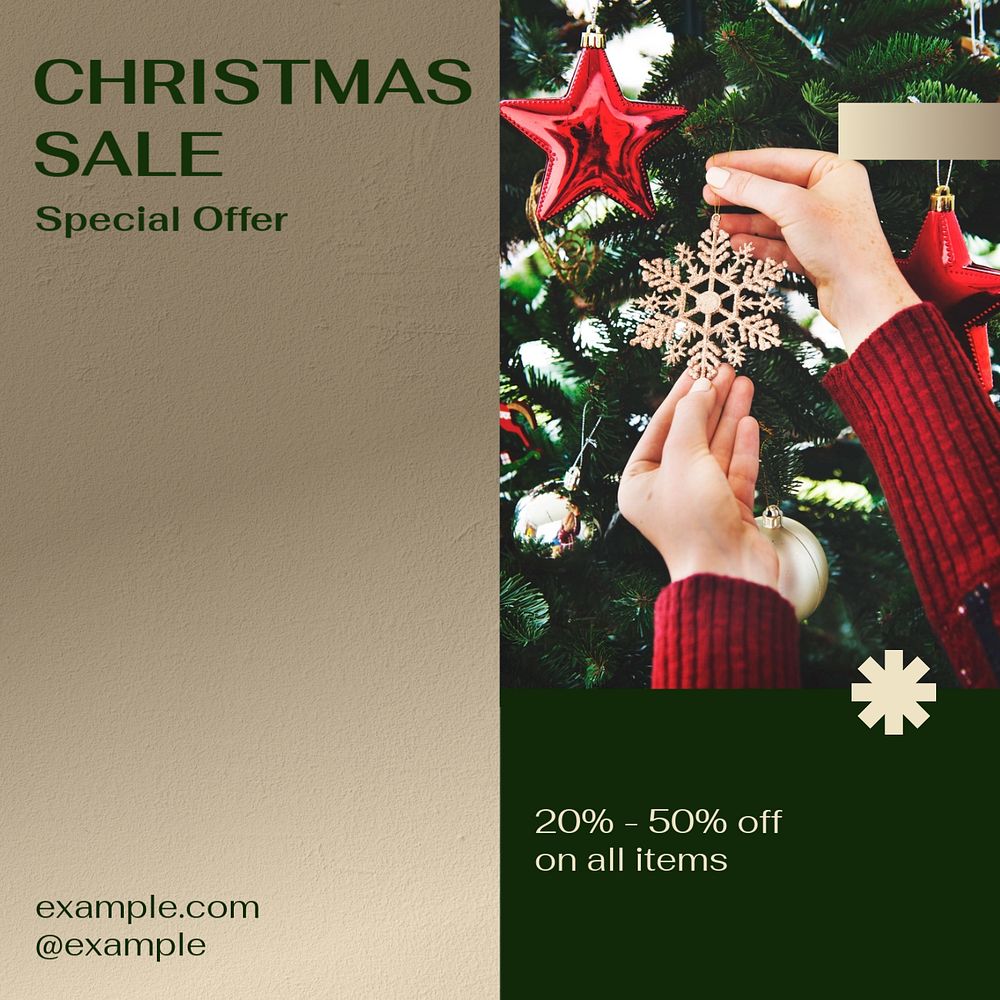 Christmas sale Instagram post template, editable social media design