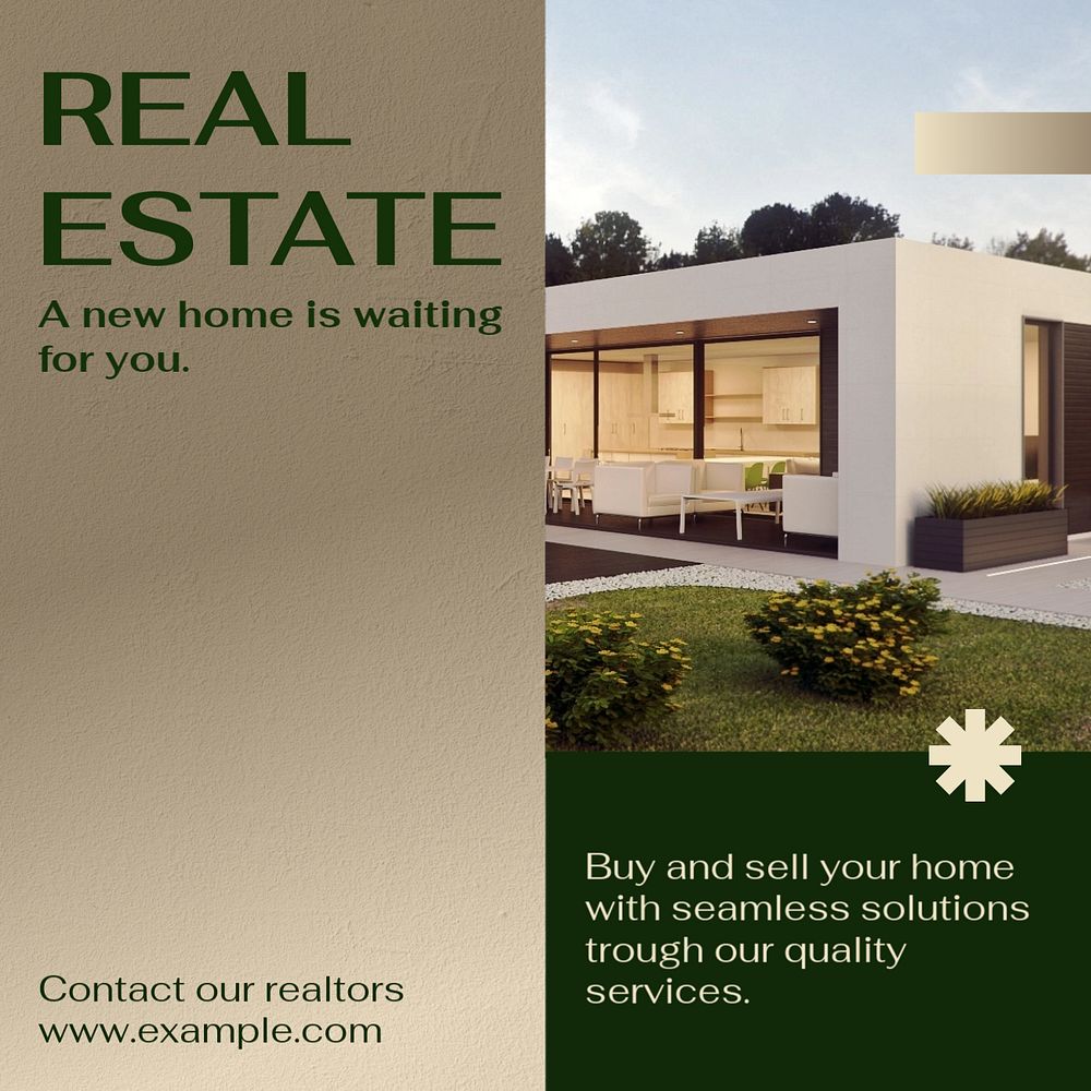 Real estate post template, editable text for social media