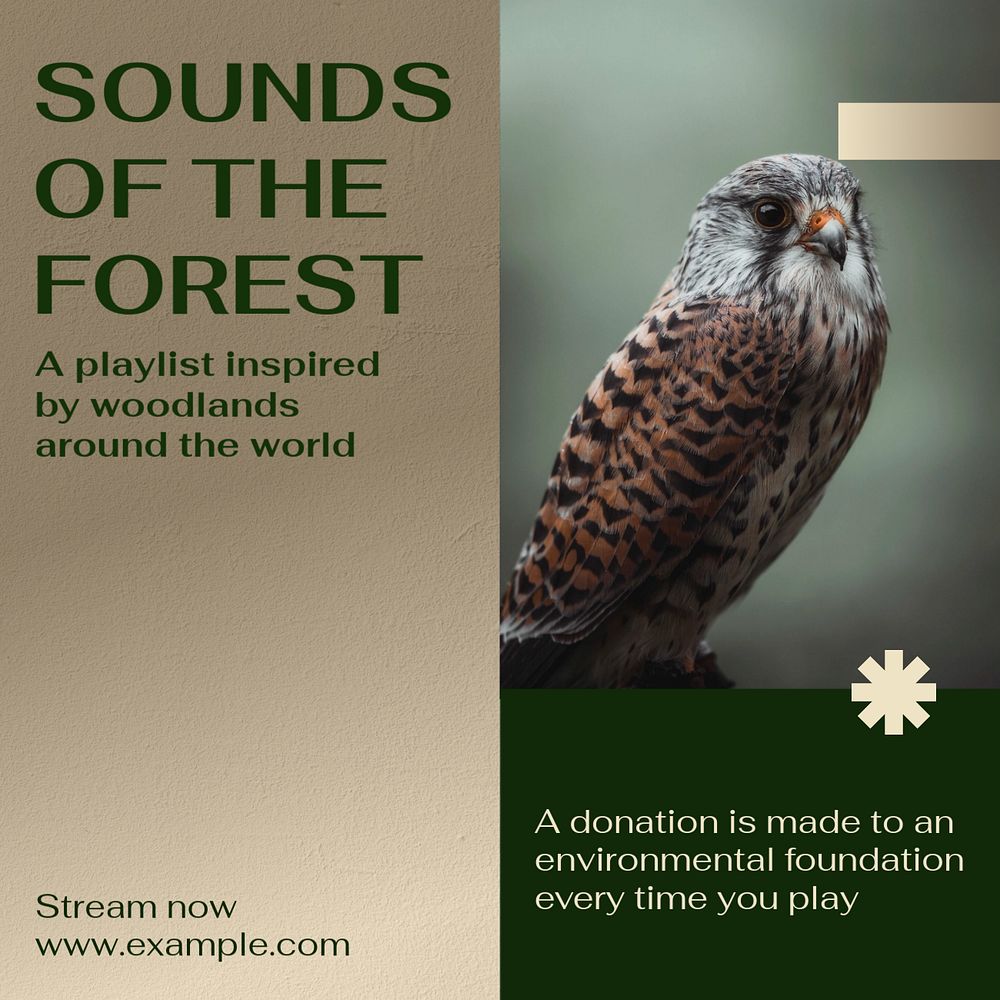 Forest music playlist Instagram post template, editable text