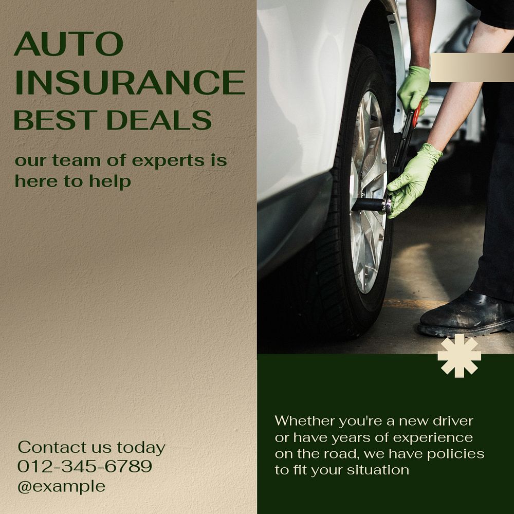 Auto insurance deals Facebook post template, editable design