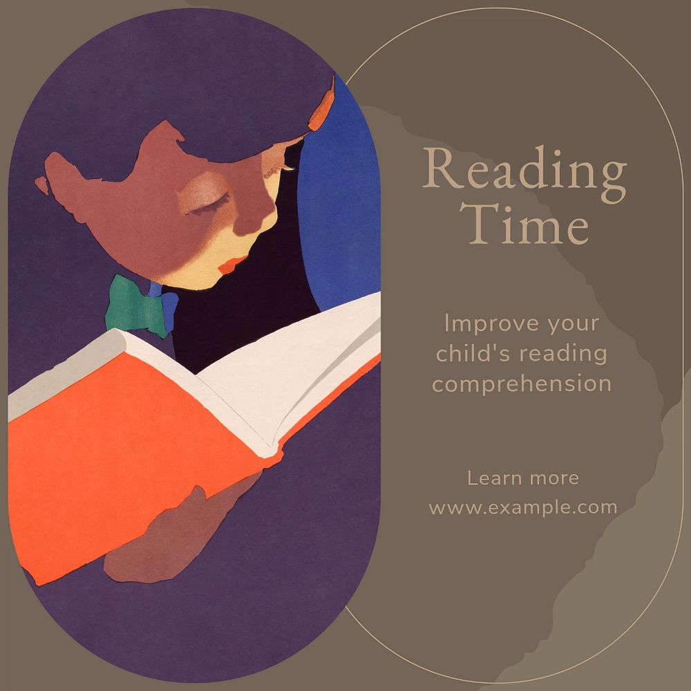 Reading time Instagram post template, editable social media ad