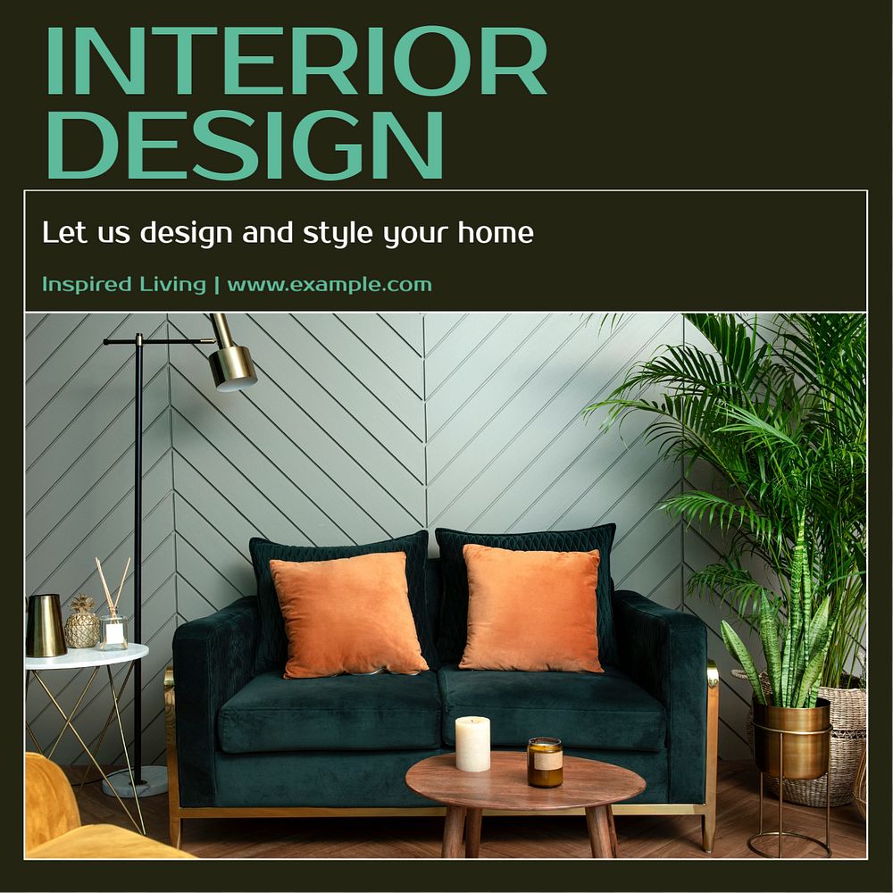 Interior design social media template, editable design