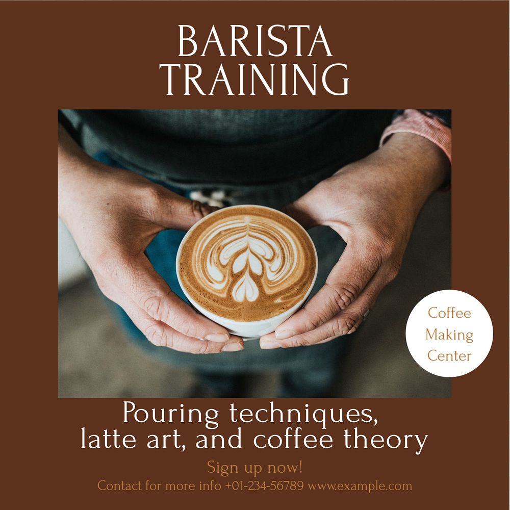 Barista training Instagram post template, editable social media design