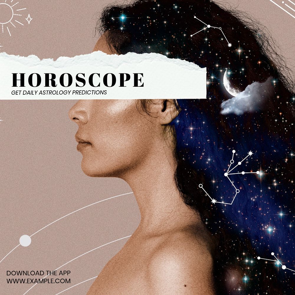 Horoscope Instagram post template, editable social media ad