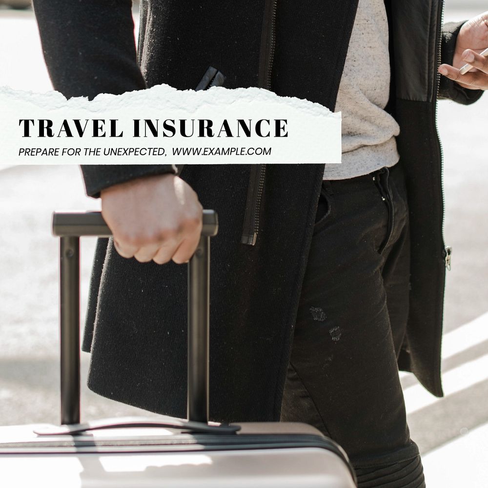 Travel insurance Instagram post template, editable social media ad