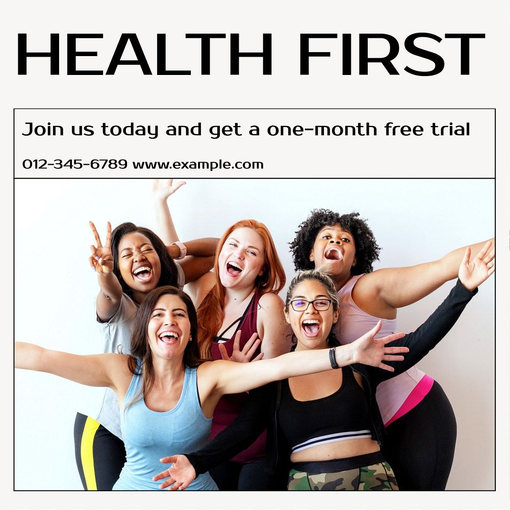 Health first Instagram post template, editable text