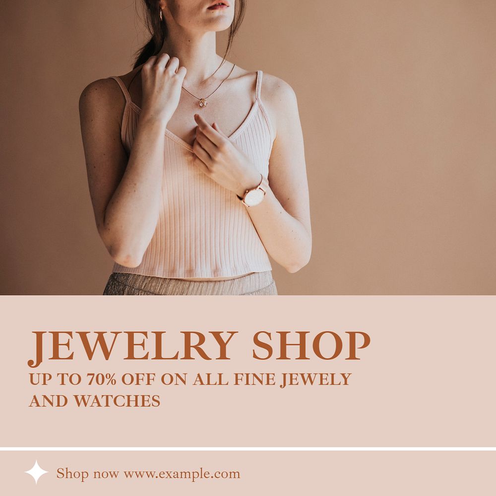 Jewelry shop social media template, editable design