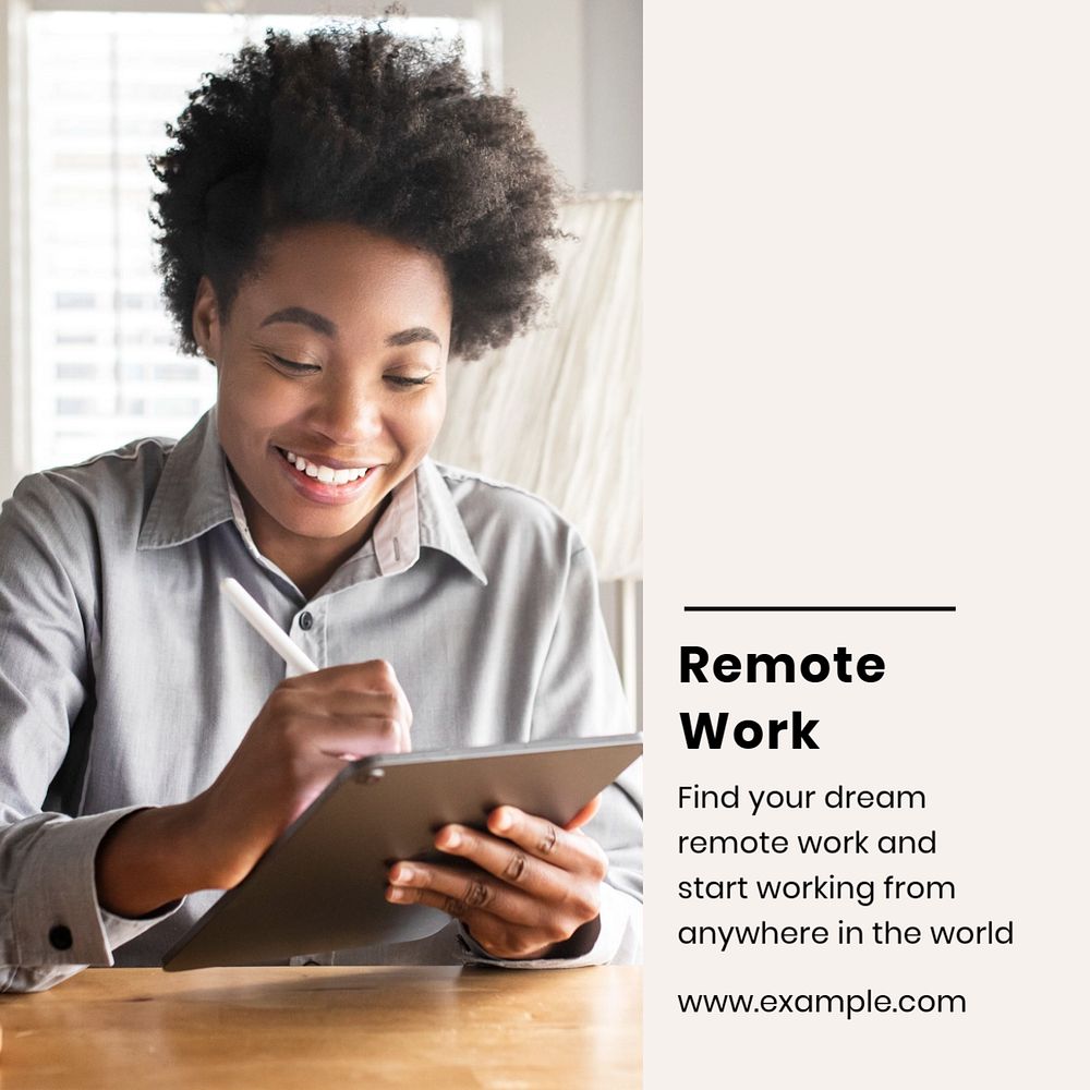 Remote work Instagram post template, editable social media ad