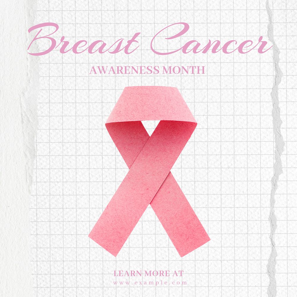 Breast cancer awareness post template, editable social media design