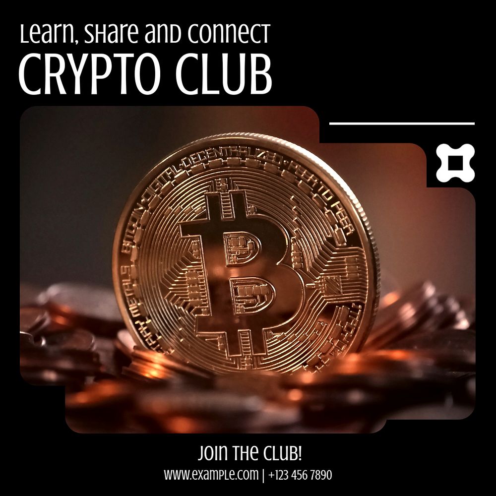 Crypto Club Instagram post template, editable social media ad