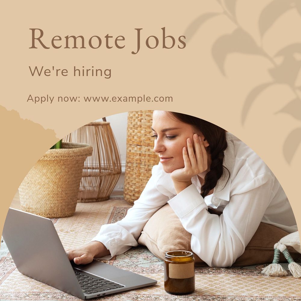 Remote jobs Instagram post template, editable social media ad