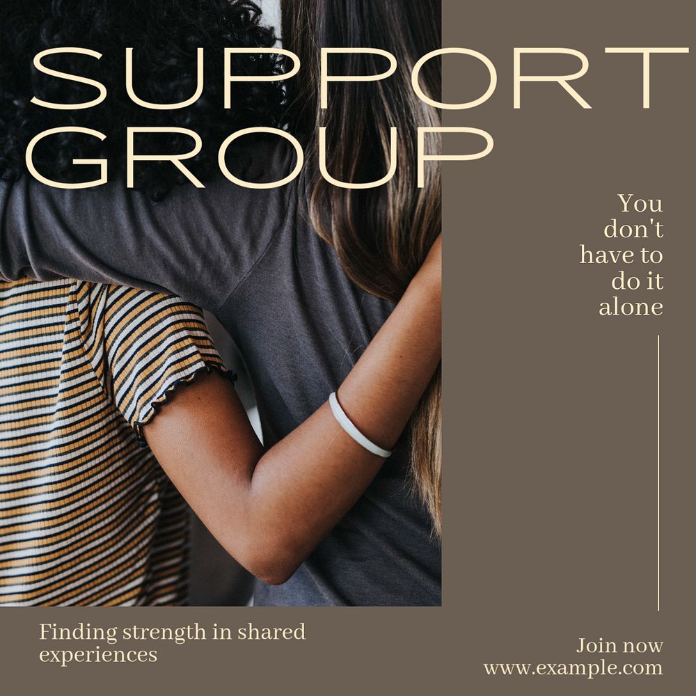 Support group Instagram post template, editable social media ad