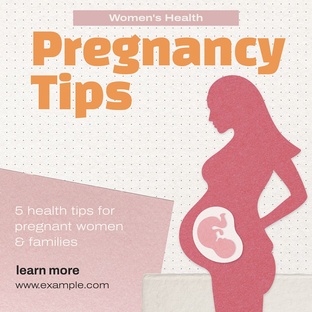 Pregnancy tips social post template, editable design for Instagram