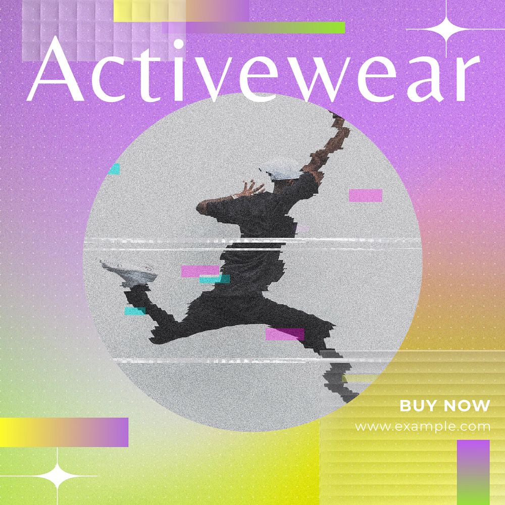 Activewear sale social media template, editable design