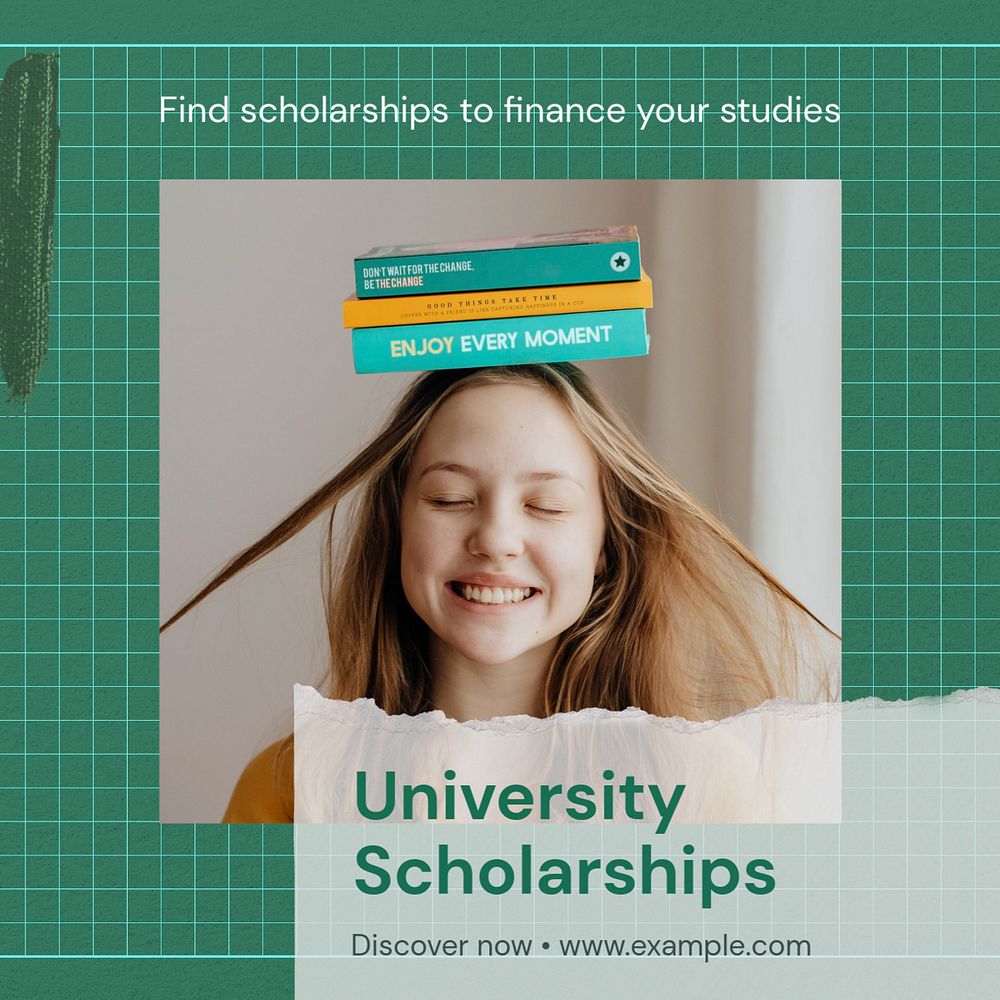 University scholarship Facebook post template, editable design