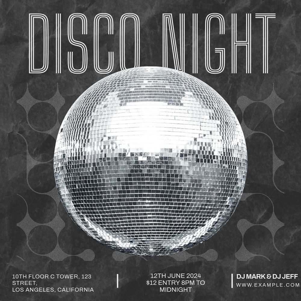 Disco night Facebook post template, editable design