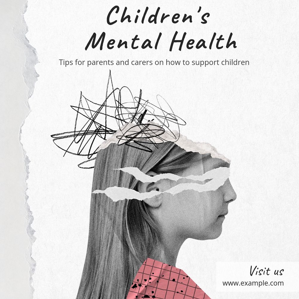 Children's mental health Instagram post template, editable text