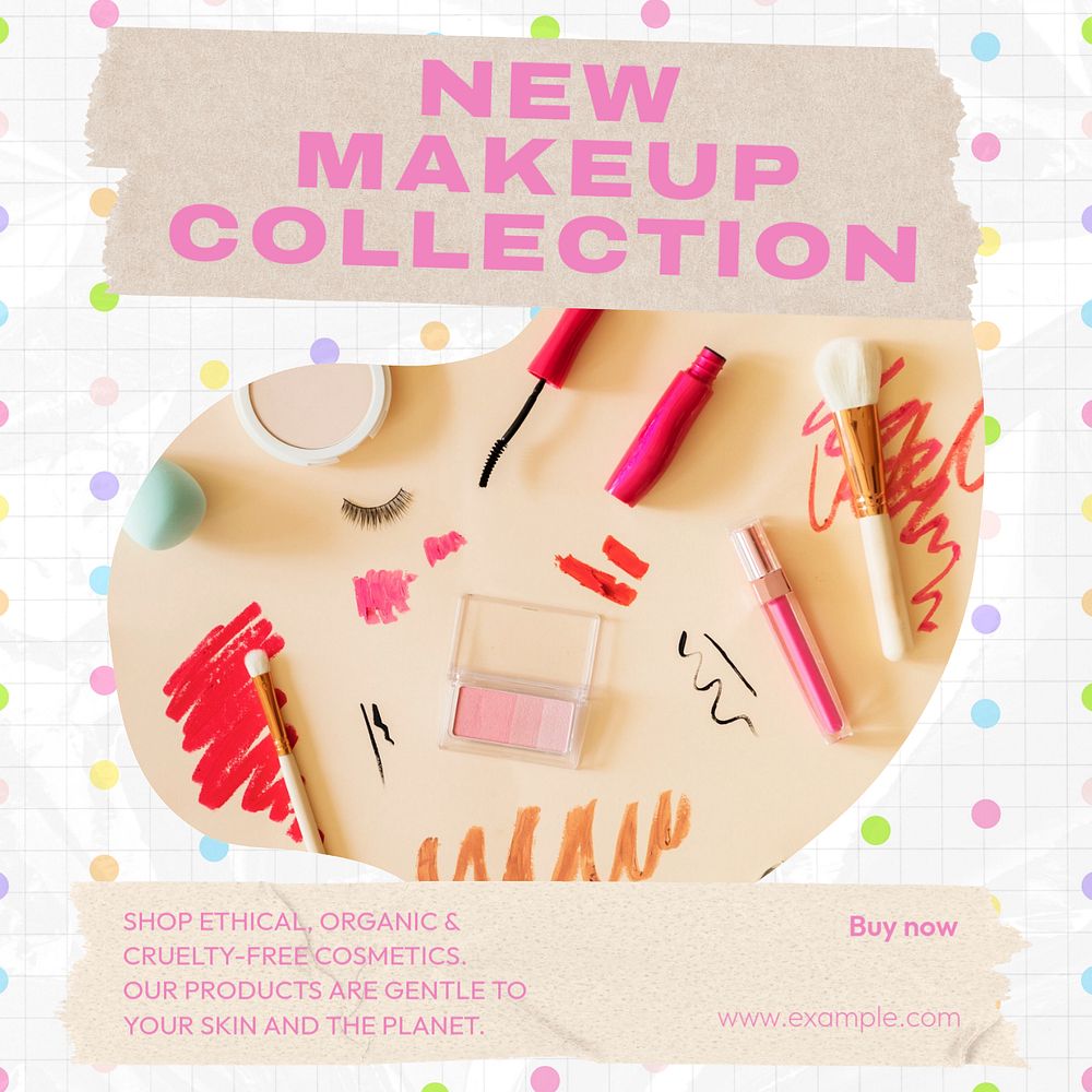 New makeup collection post template, editable social media design