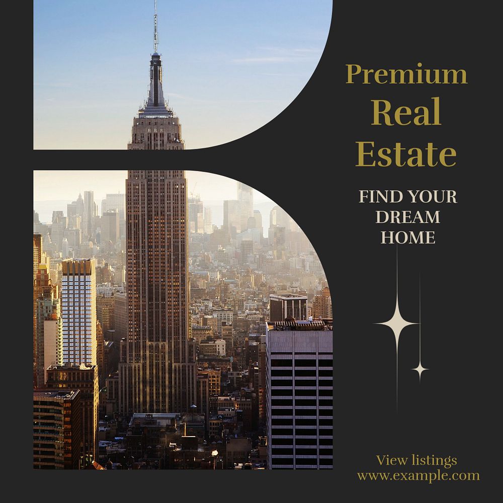 Premium real estate Instagram post template, editable design