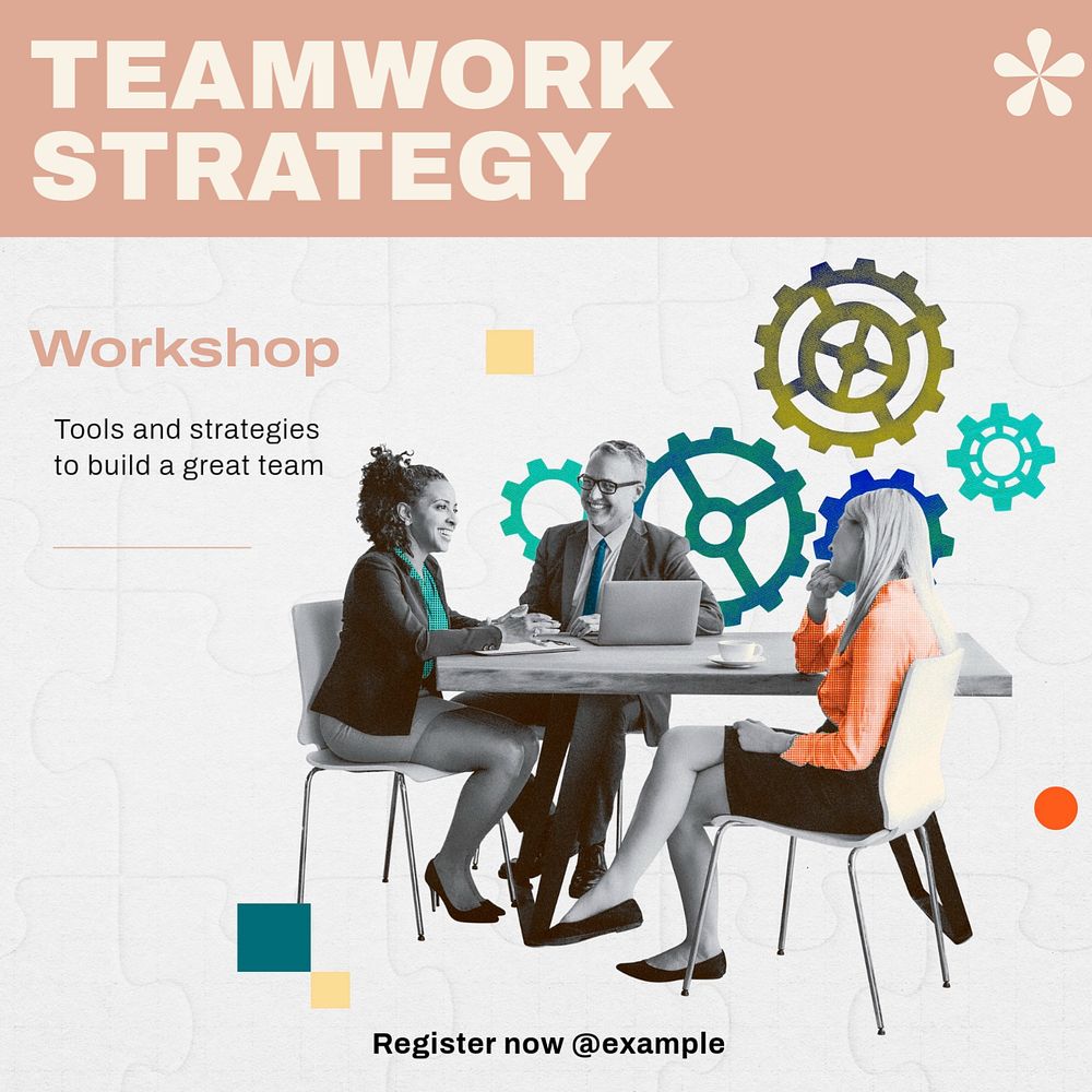 Teamwork strategy Instagram post template, editable design