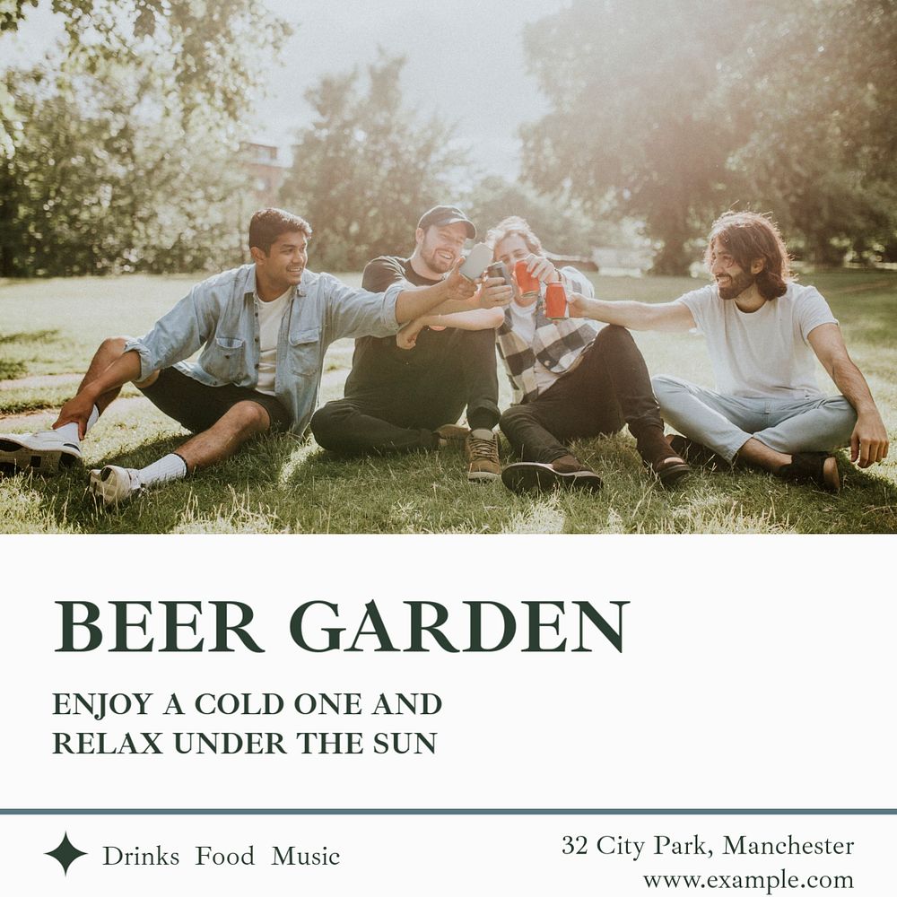 Beer garden Instagram post template, editable design