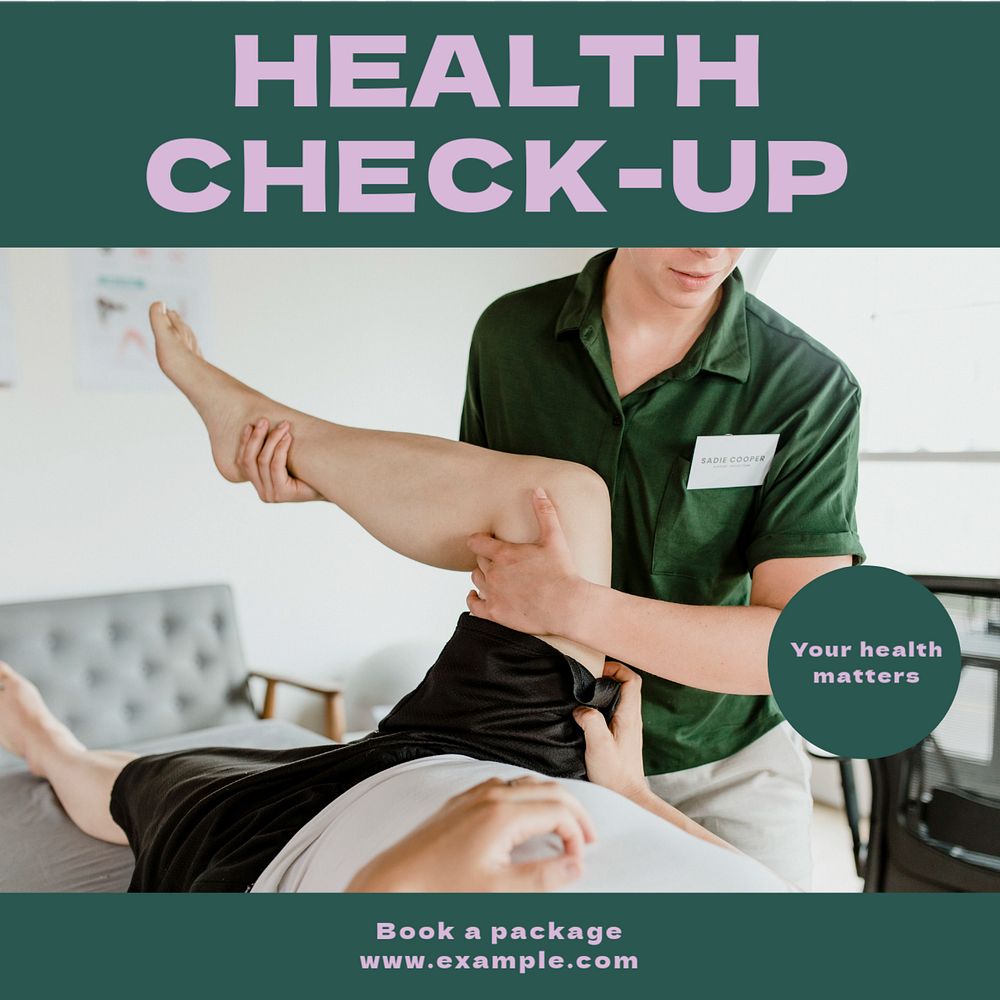 Health check-up Instagram post template, editable text