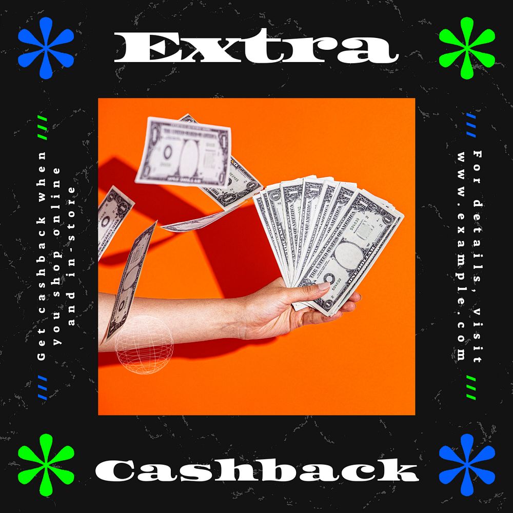 Extra cashback Instagram post template, editable design