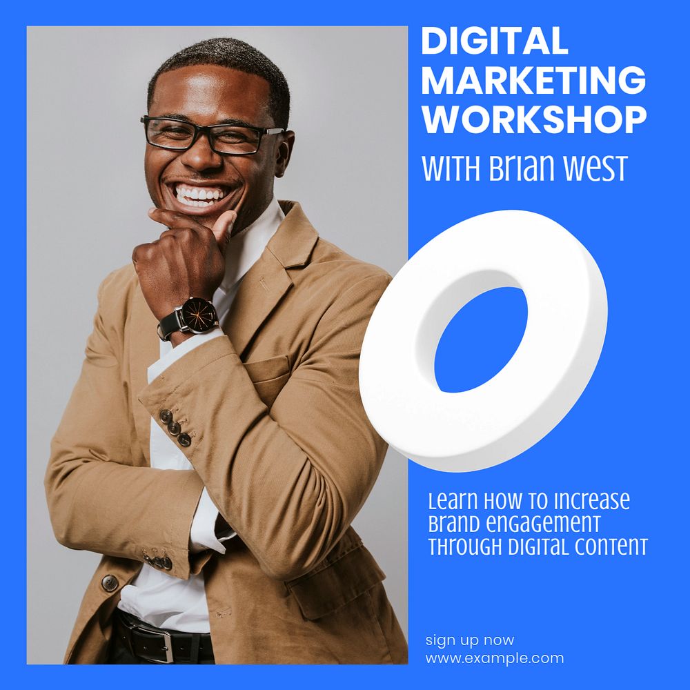 Digital marketing workshop Instagram post template, editable design