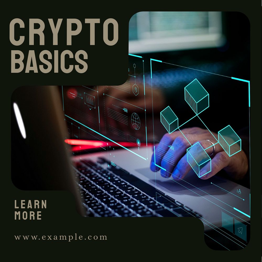 Crypto basics Instagram post template, editable design